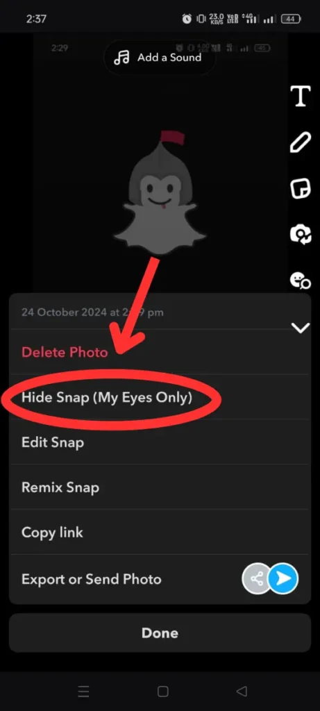 Hide Snap Step 1