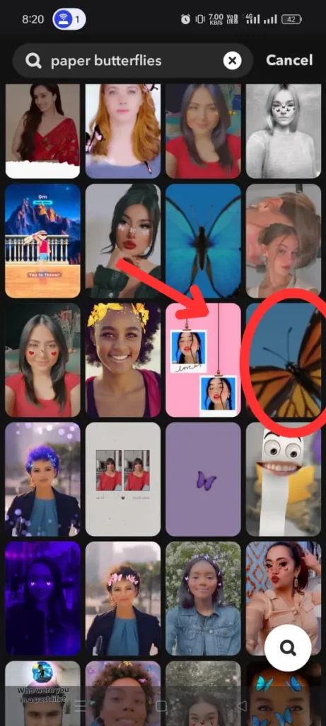 Lås opp Butterfly Lens på Snapchat Way 2 trinn 2
