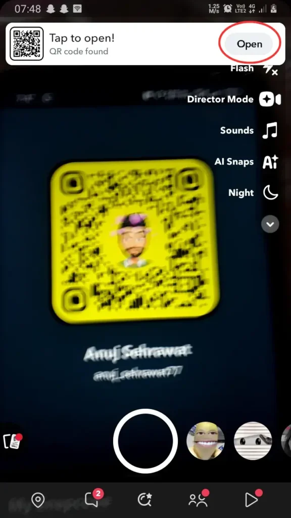 scansione del codice qr su snapchat 4