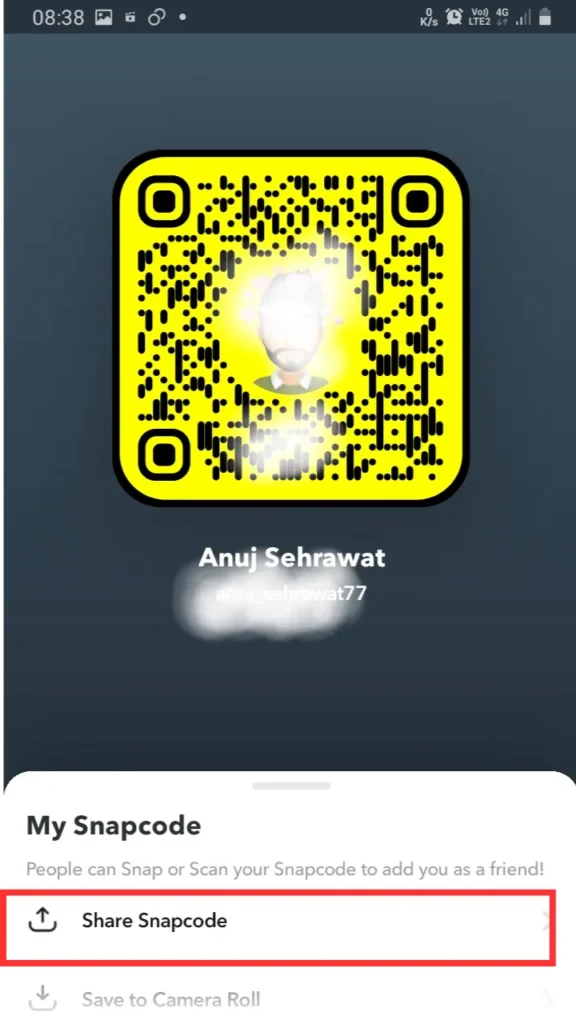 condividere il codice qr di snapchat 2