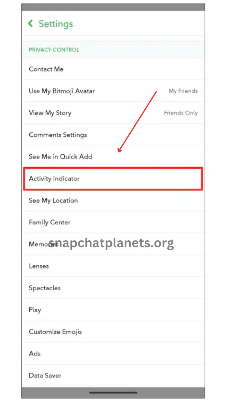 تعطيل نقطة خضراء في سناب شات الأخضر 2